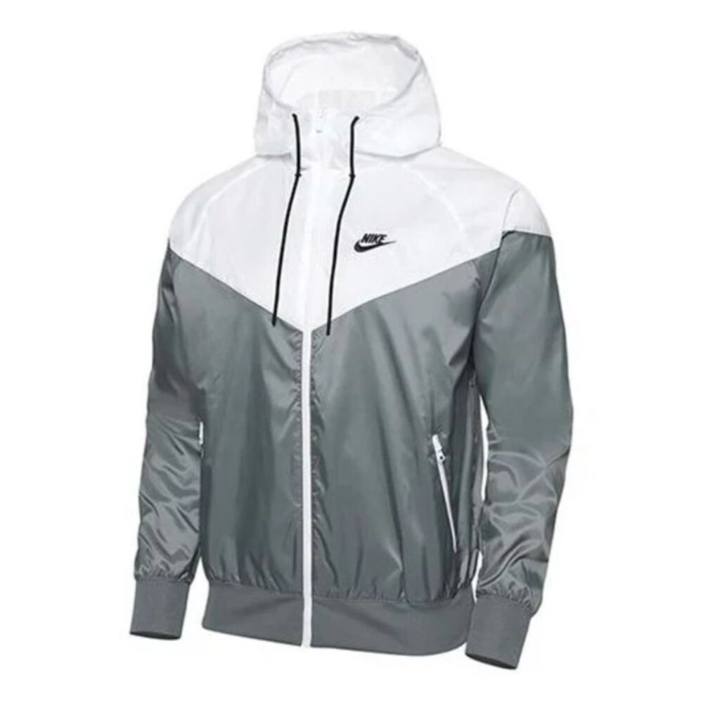 NWT Nike Windrunner Men’s Hooded Jacket‎ 727324-084 Size Large White Gray